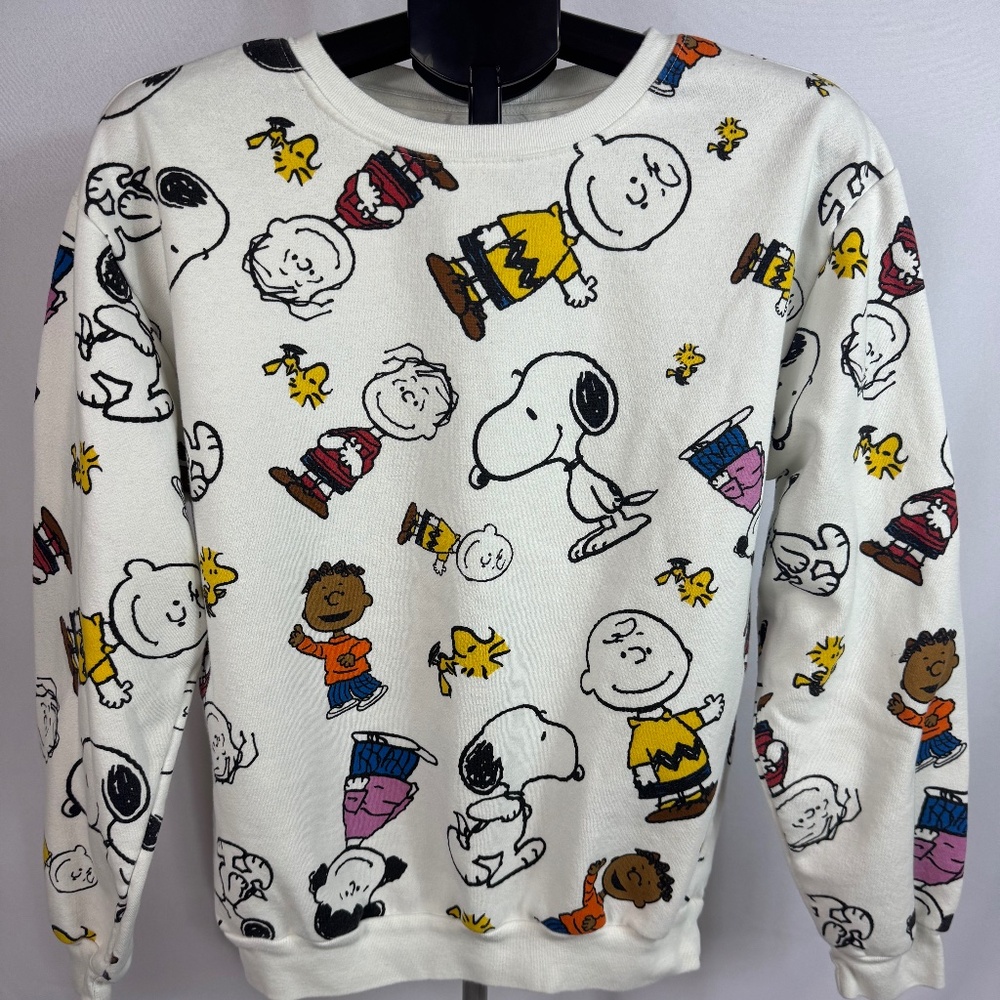 Peanuts All Over Print Crewneck Sweatshirt Snoopy Charlie Brown Medium